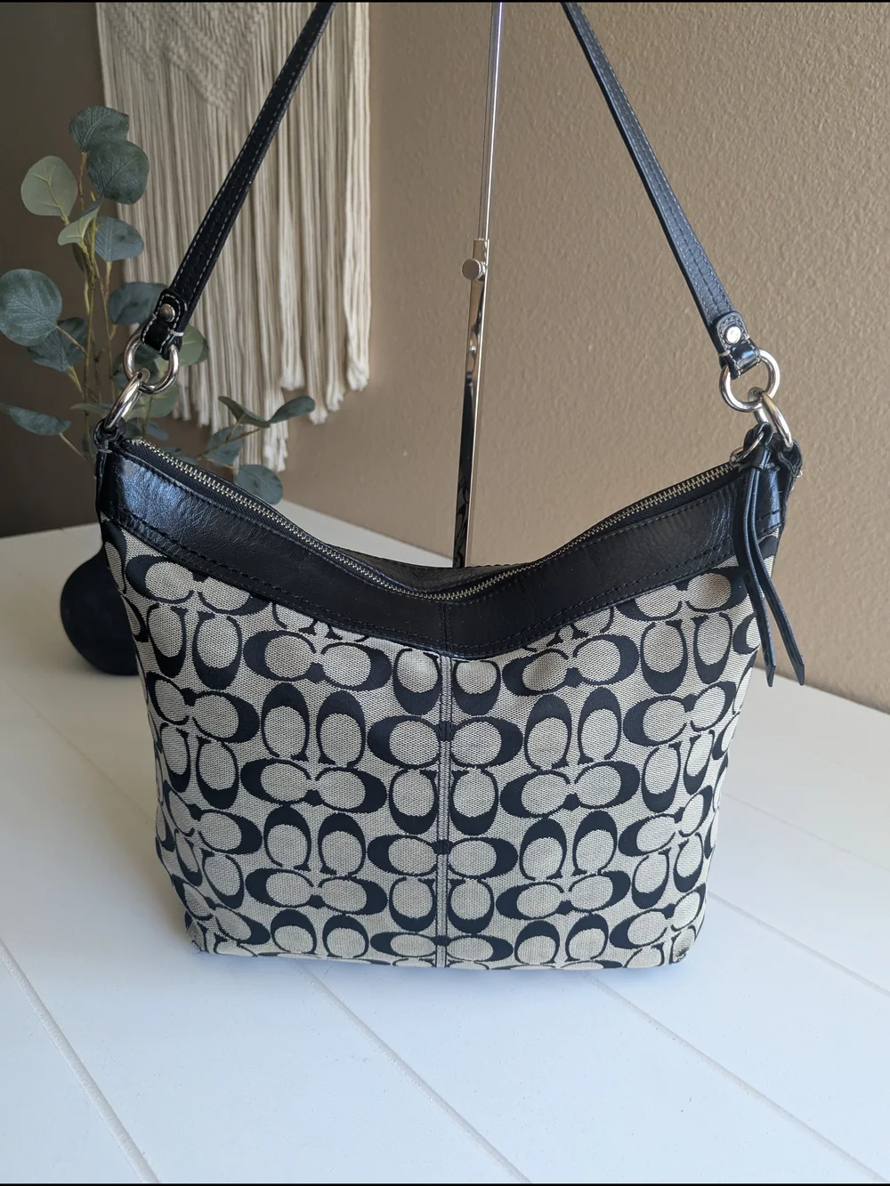 vintage Coach Soho Signature Pleated Hobo Bag